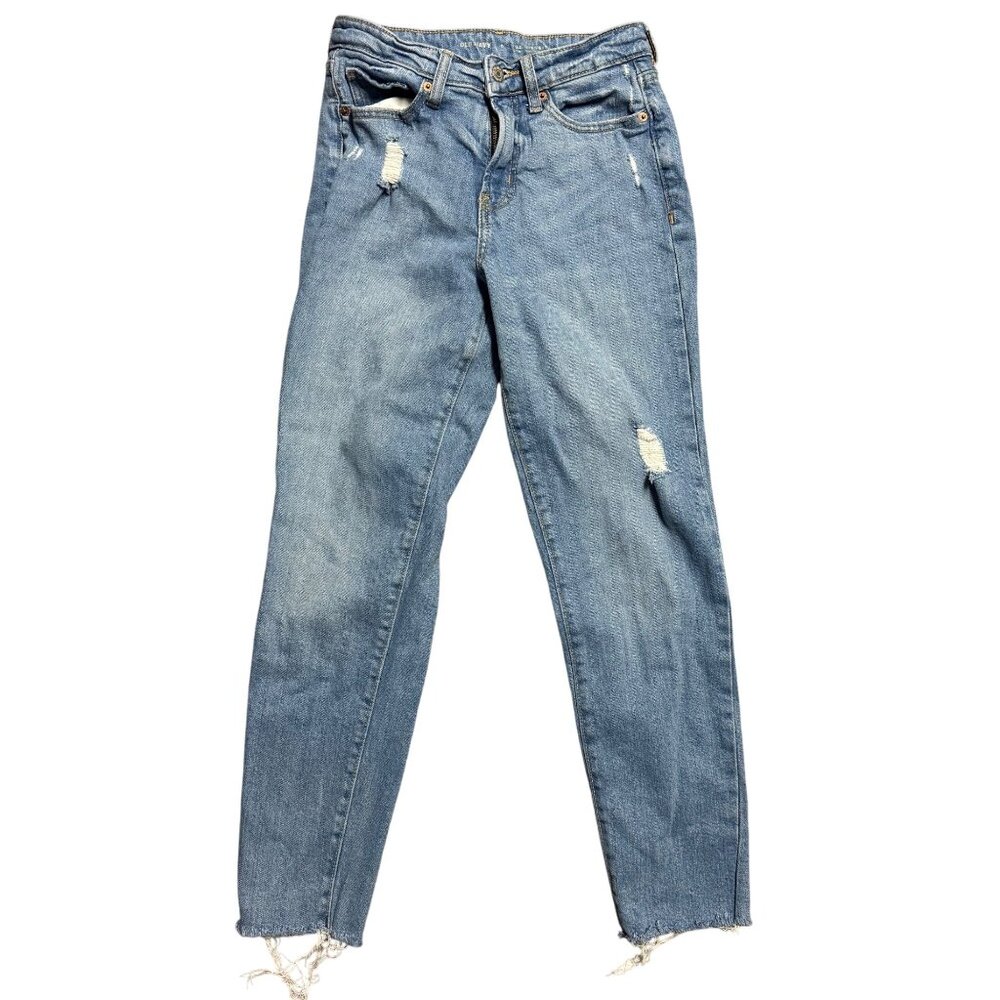 Old Navy O.G. Straight Distressed Jeans Size 0 Light Blue Denim Casual Pants